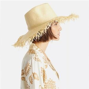 Brixton Jo Frayed Straw Hat, NWOT